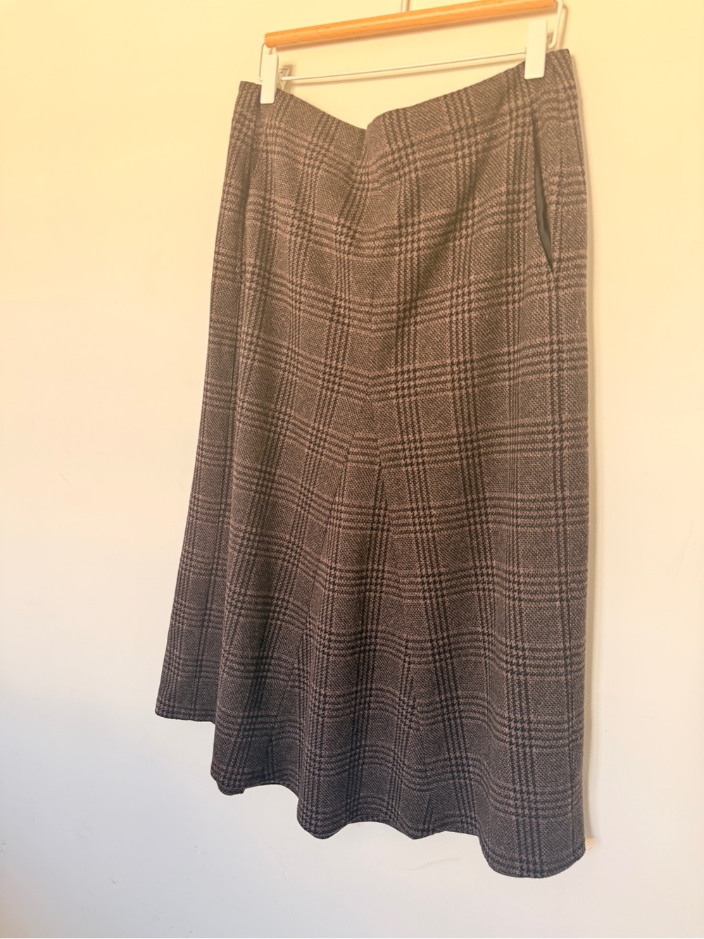 Tibi Lutz Knit Godet Midi plaid A-Line Midi Skirt - Picture 4 of 10